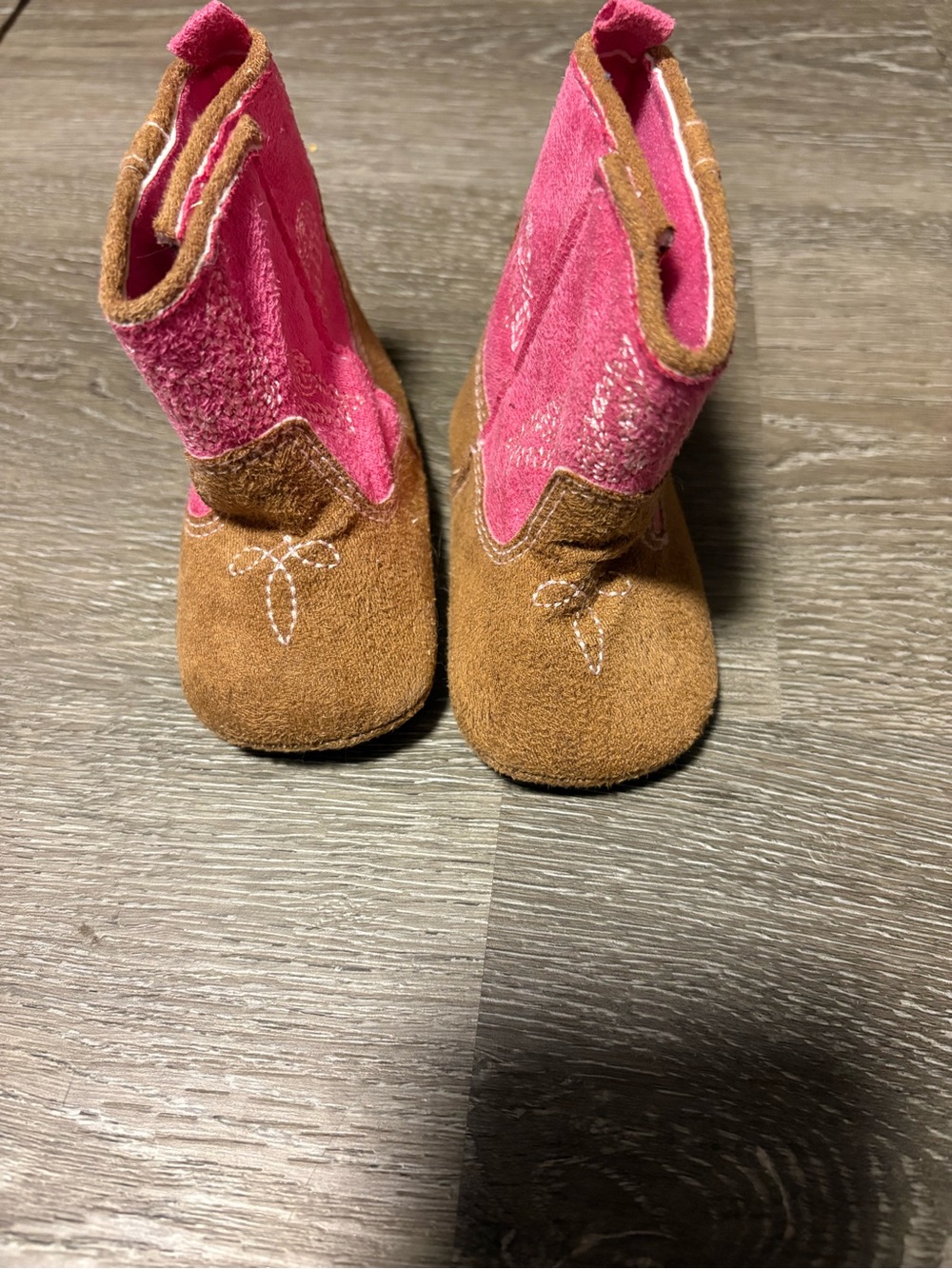 Kids Brown Suede & Pink Fabric Booties